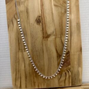Silver tone drop necklace